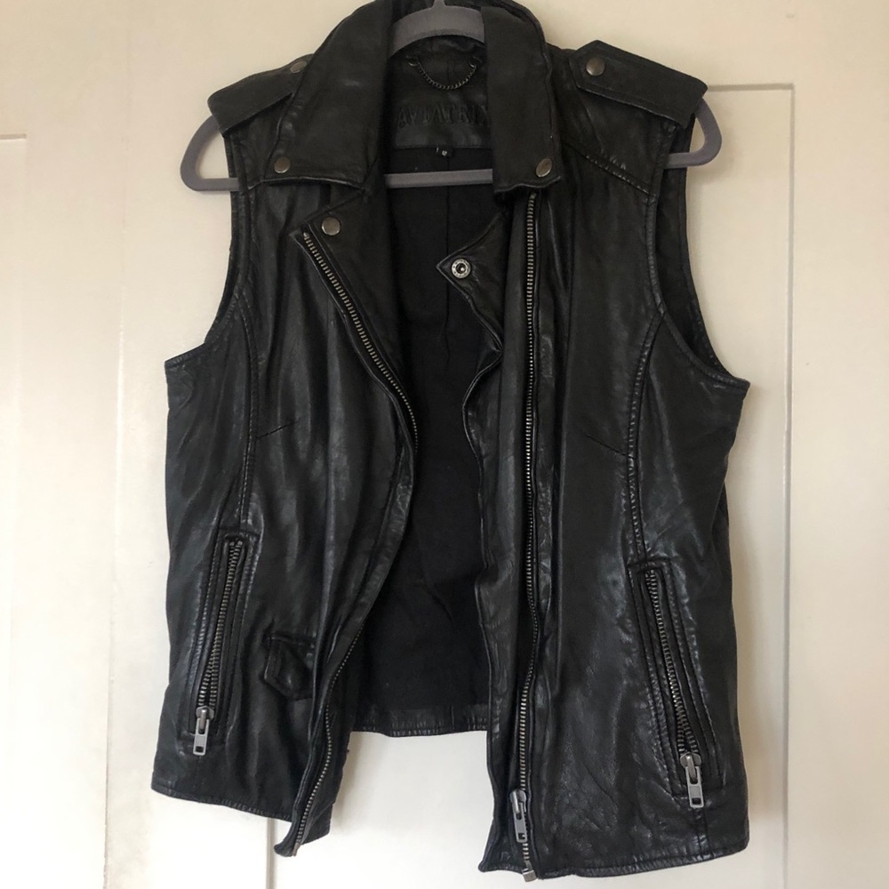 Black leather vest